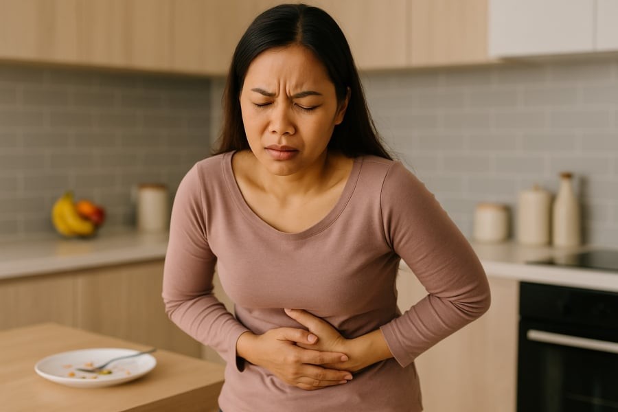 Đau âm ỉ vùng thượng vị sau ăn – dấu hiệu ung thư tuyến tụy dễ bị nhầm với đau dạ dày.