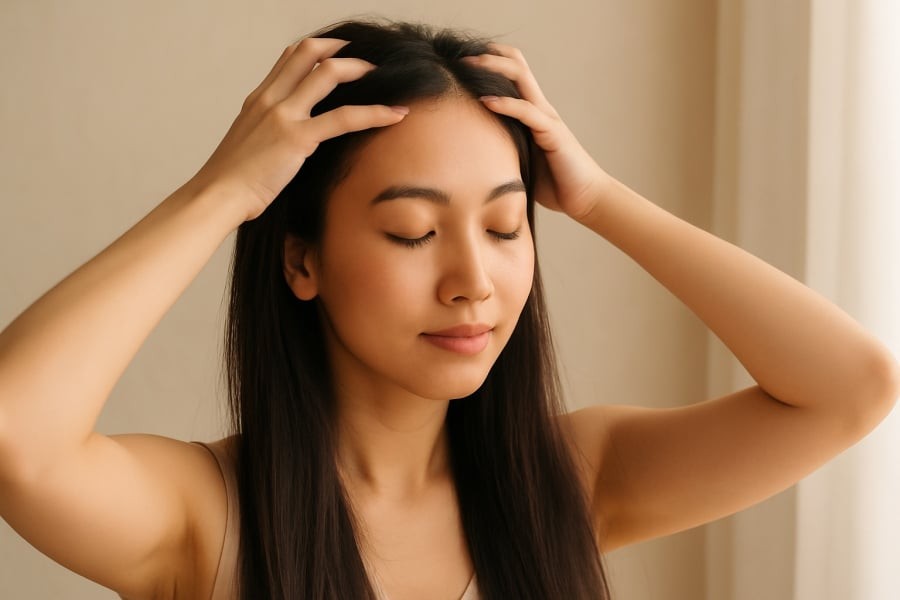 Massage da đầu đều đặn giúp kích thích mọc tóc và thư giãn hiệu quả.