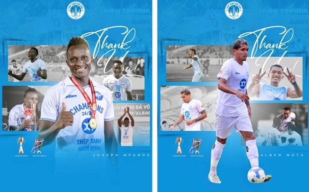 Nam Định thông báo chia tay Joseph Mpande và Walber Mota
