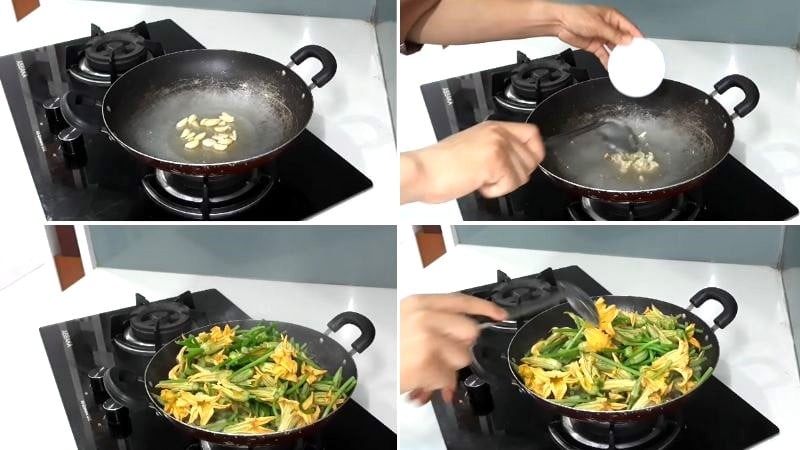 Làm bông bí xào tỏi