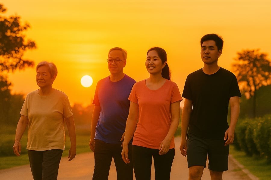 Đi bộ vào khung giờ 6 giờ chiều giúp thư giãn tinh thần và cải thiện giấc ngủ.