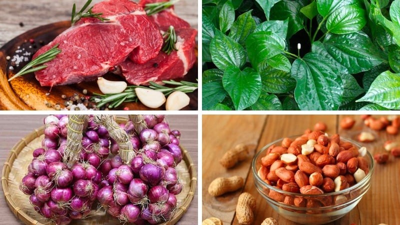 Nguyên liệu làm bò nướng lá lốt