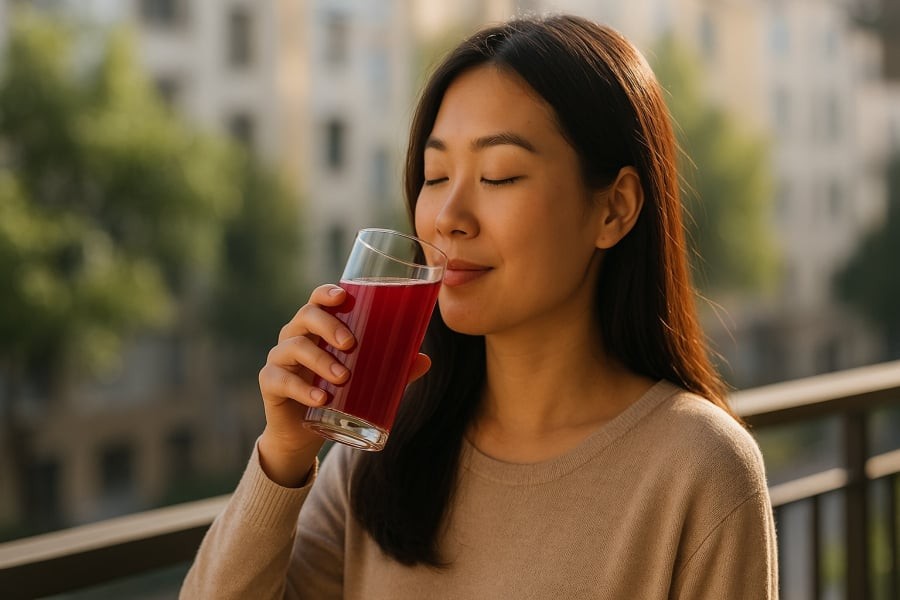 Tận hưởng một ly nước ép lựu mỗi sáng – thói quen nhỏ giúp nâng niu sức khỏe mỗi ngày.