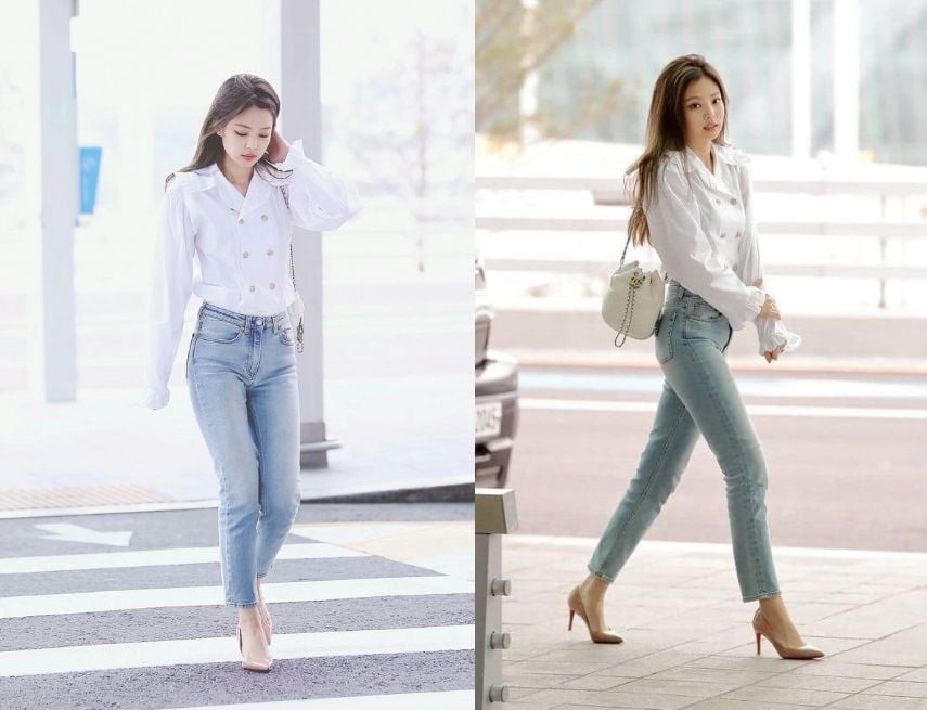Skinny jeans lại dễ “tố cáo” nhược điểm cơ thể sau tuổi 40, đặc biệt là vùng bụng và đùi