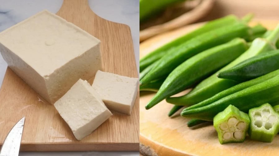 Đậu phụ non và đậu bắp – hai nguyên liệu dân dã nhưng giàu dinh dưỡng, dễ dàng biến tấu thành món ăn thanh mát, nhẹ bụng.