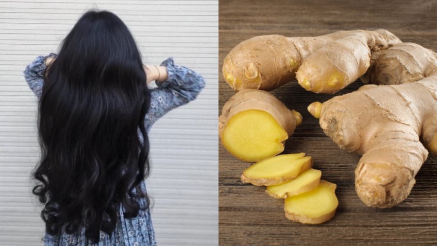 Gội đầu bằng nước gừng có tác dụng tốt đối với việc giảm rụng tóc, kích thích mọc tóc.