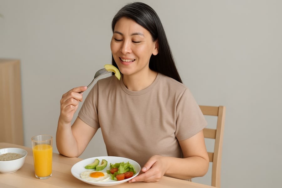 Ăn bơ và trứng thường xuyên giúp bổ sung biotin tự nhiên, hỗ trợ tóc mọc dày và chắc khỏe.