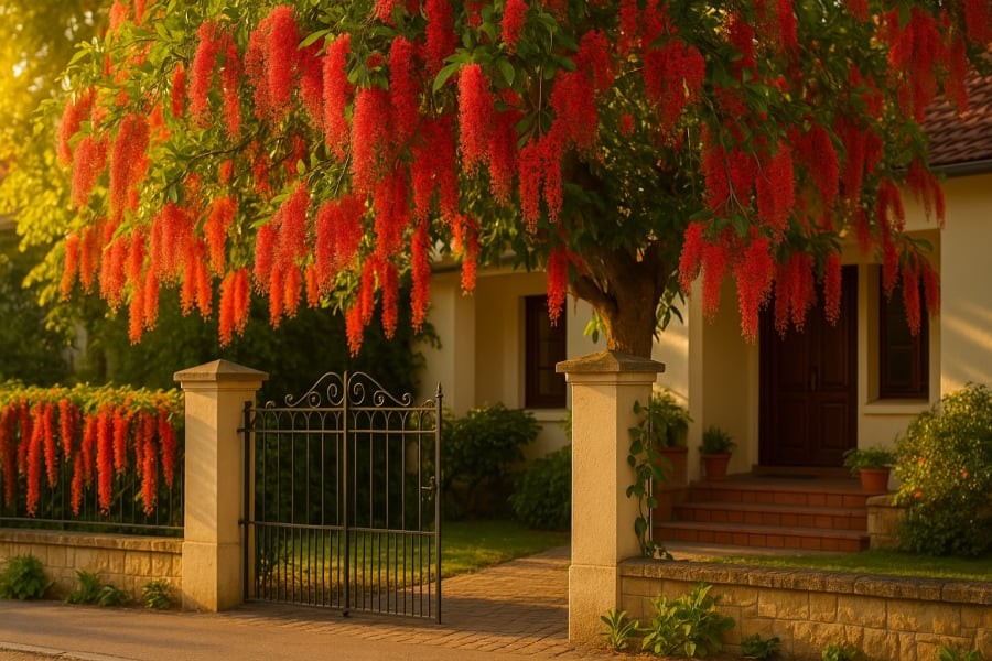 Cây lộc vừng trước nhà – biểu tượng của tài lộc và sung túc.