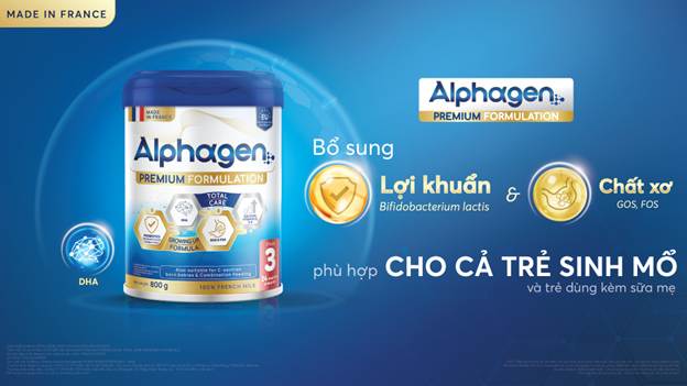 Sữa Alphagen sở hữu công thức toàn diện giúp bé phát triển khoẻ mạnh.