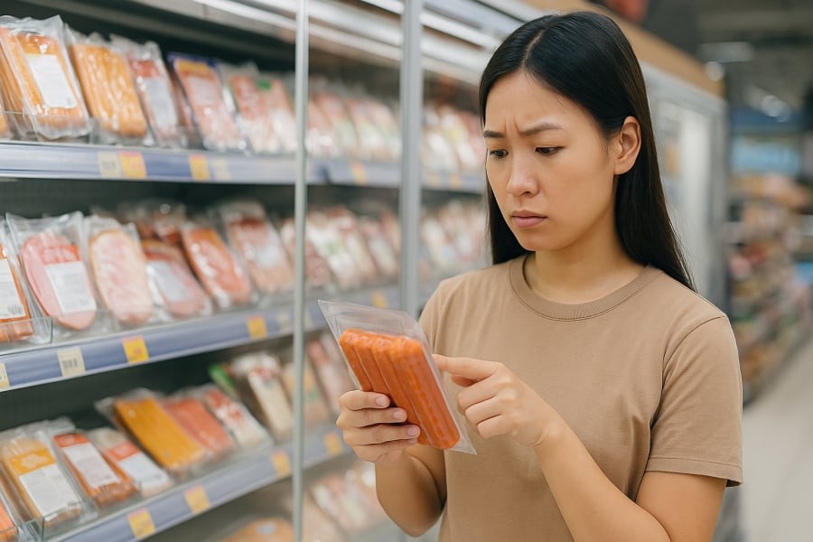 Nhiều người không để ý thành phần độc hại trong thịt chế biến sẵn khi mua sắm hằng ngày.