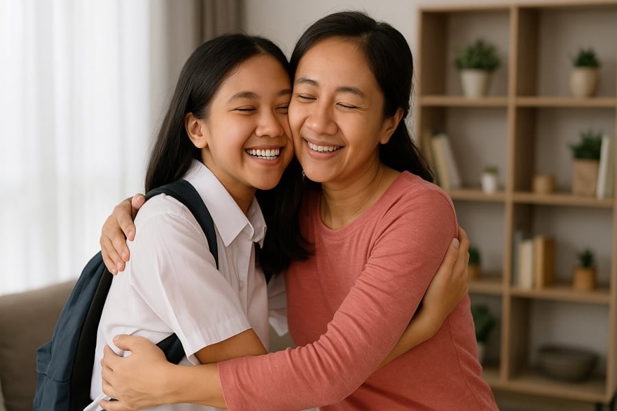 Khoảnh khắc kết nối sau những lo lắng – điều con cần là sự thấu hiểu, không phải trách móc.