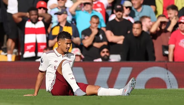 Chấn thương của William Saliba là một trong những nỗi lo đối với hàng thủ Arsenal.