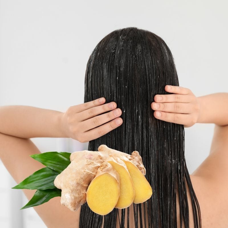 Đối với tóc, gừng có khả năng thúc đẩy lưu thông máu dưới da đầu 
