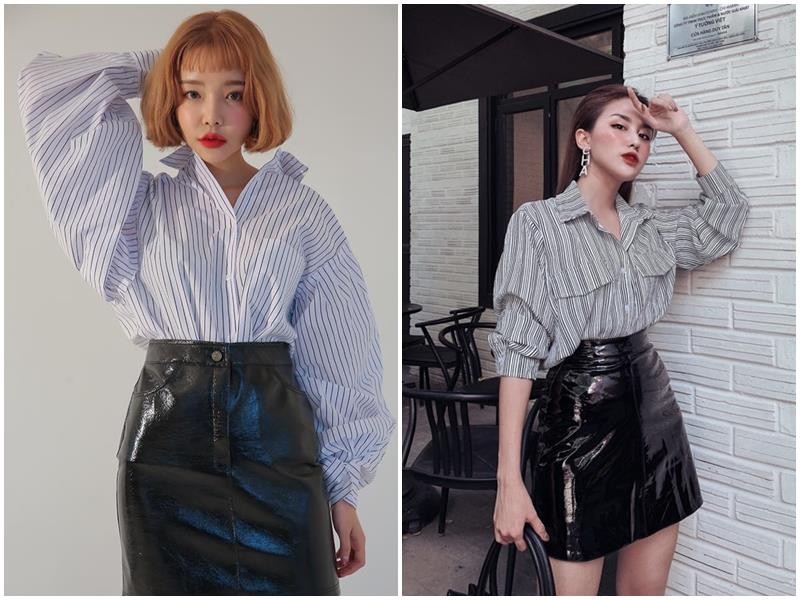 Muốn có diện mạo nữ tính, thanh lịch, không thể bỏ qua sự kết hợp giữa sơ mi và váy.