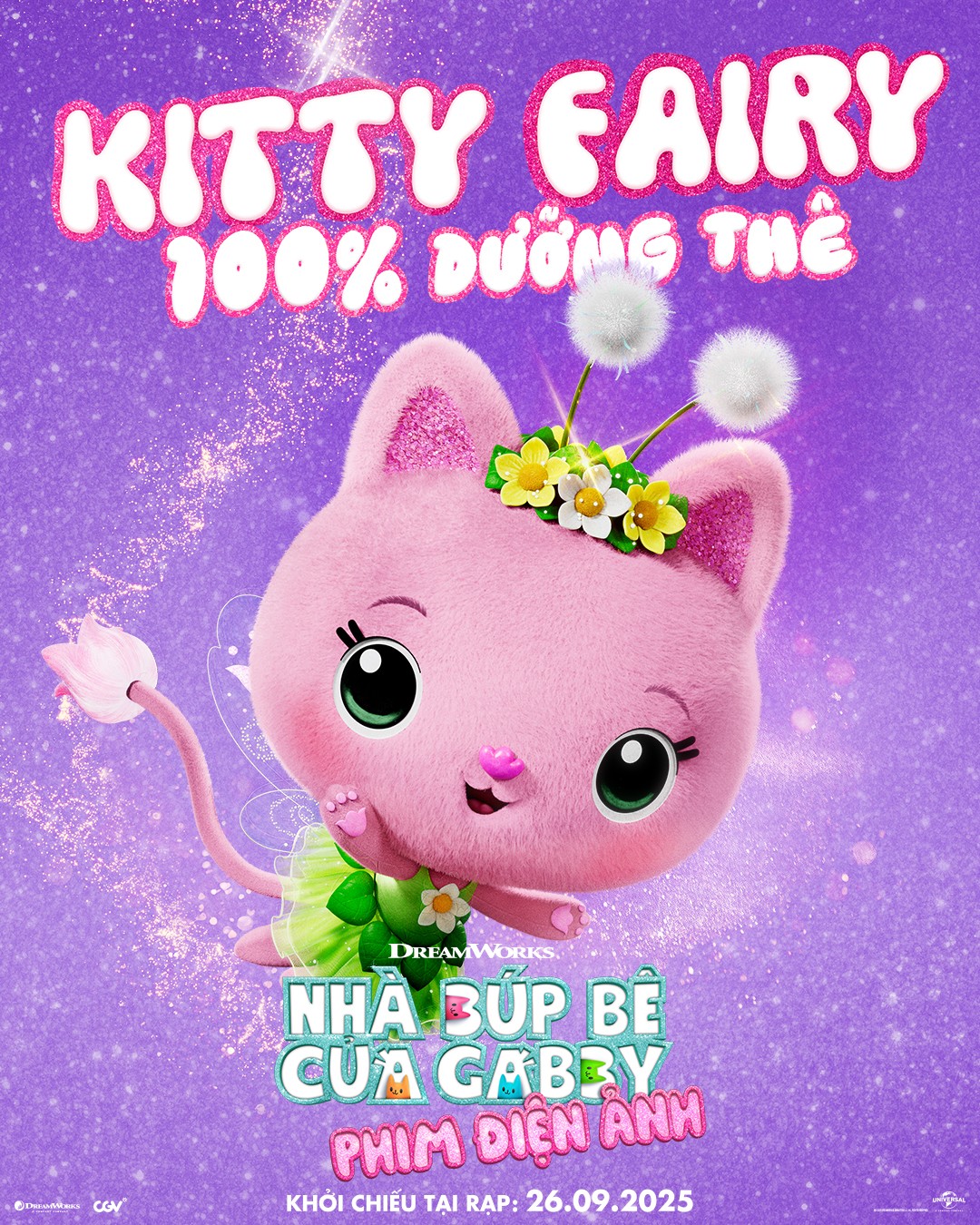  Kitty Fairy là nàng tiên mèo nhỏ nhắn với đôi cánh mỏng manh, vẫn giữ trọn vẻ dịu dàng và sự hiểu biết, mang tới những phép màu nhiệm để dẫn dắt Gabby cùng bạn bè vượt qua thử thách.