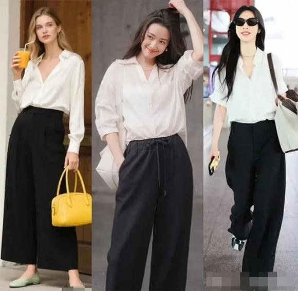Với những cô nàng nhỏ nhắn, việc chọn quần ống rộng lửng đến mắt cá và sơ vin áo sẽ giúp vóc dáng cao ráo hơn hẳn