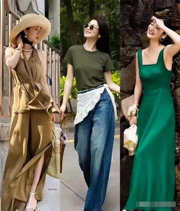 Màu xanh lá cây đậm gợi liên tưởng đến nét đẹp cổ điển của tranh sơn dầu, đồng thời rất dễ “ăn nhập” với phụ nữ sau 40.