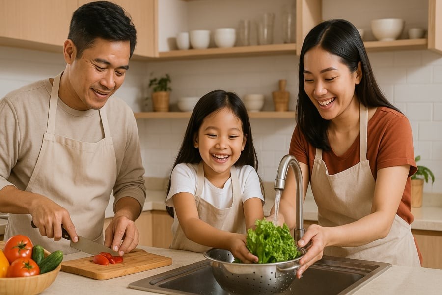 Khuyến khích con tham gia việc nhà giúp trẻ phát triển trách nhiệm và sự đồng cảm.