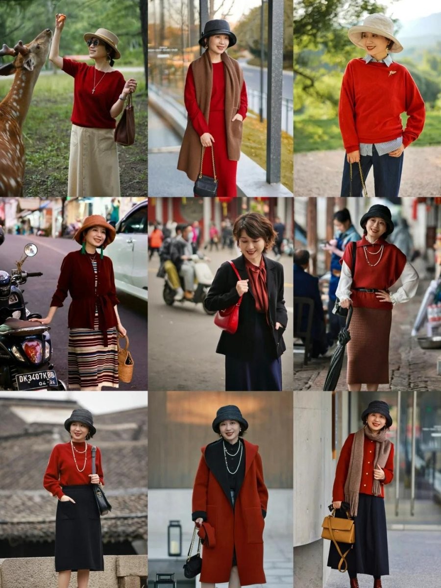 Để tránh sự đơn điệu, thêm một chút sắc đỏ sẽ khiến outfit trở nên ấn tượng hơn