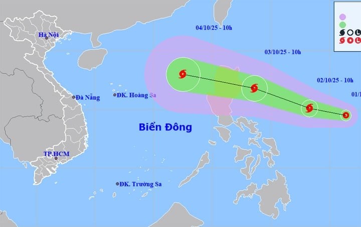 Lúc 10 giờ, tâm áp thấp nhiệt đới ở khoảng 14,5 độ Vĩ Bắc; 131,4 độ Kinh Đông, trên vùng biển phía Đông Luzon. 