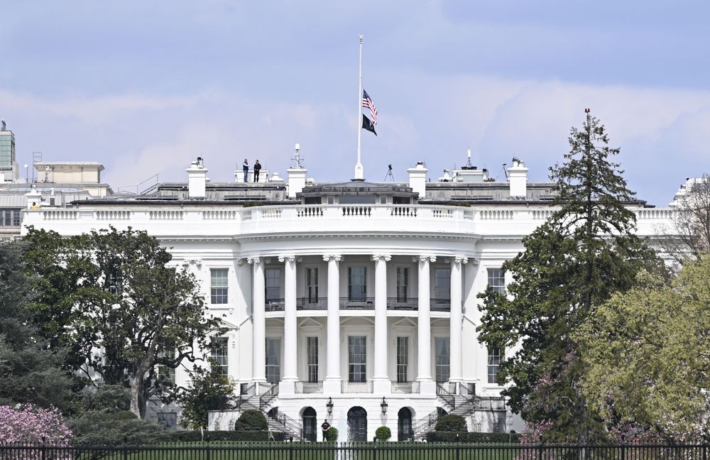 Flags at half-mast after the shooting at the school in the USA