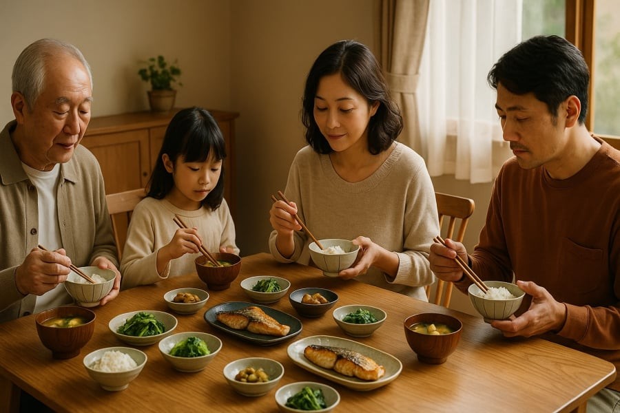 Bữa cơm truyền thống của người Nhật đề cao sự thanh đạm, cân bằng và trân trọng thực phẩm.