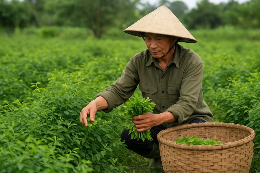 Vườn rau ngót cho thu hoạch liên tục, mang lại nguồn thu ổn định cho nông dân.