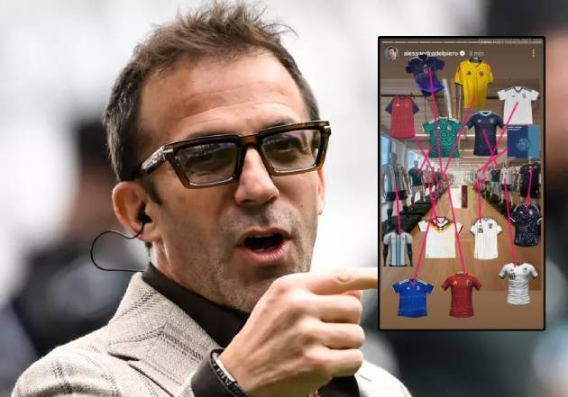 Del Piero lỡ tay để lộ áo đấu World Cup 2026 trước khi xoá vội.