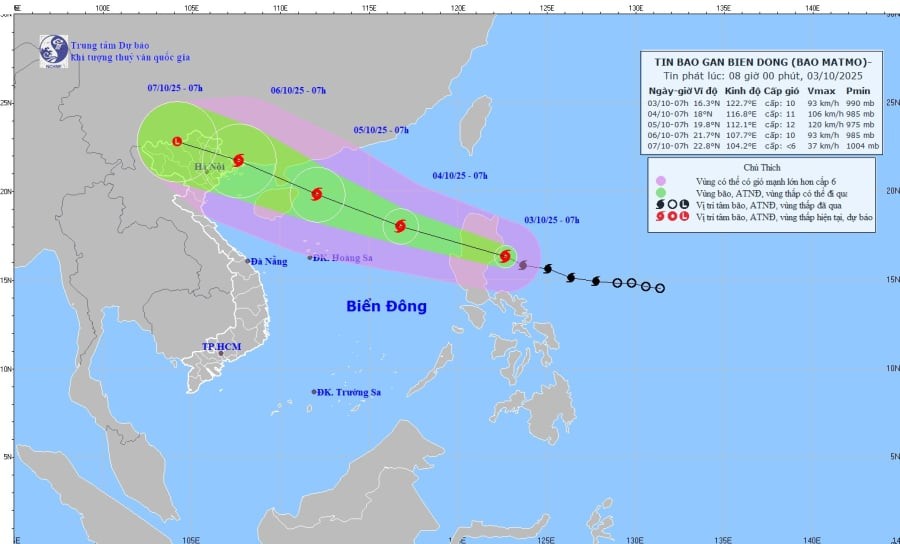 Sức gió mạnh nhất gần tâm bão đạt cấp 9-10 (75-102 km/giờ), giật cấp 13.