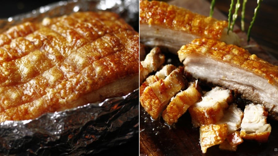 Bạn có thể dùng lò nướng, nồi chiên không dầu để làm món thịt heo quay.