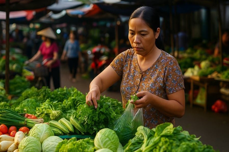 Đi chợ sáng sớm để mua rau theo mùa – bí quyết chọn thực phẩm tươi ngon, an toàn và tiết kiệm.