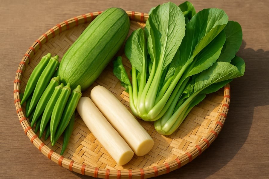 Rau theo mùa tháng 10 tươi xanh, giòn ngọt và ít thuốc trừ sâu – lựa chọn “vàng” cho bữa cơm gia đình.