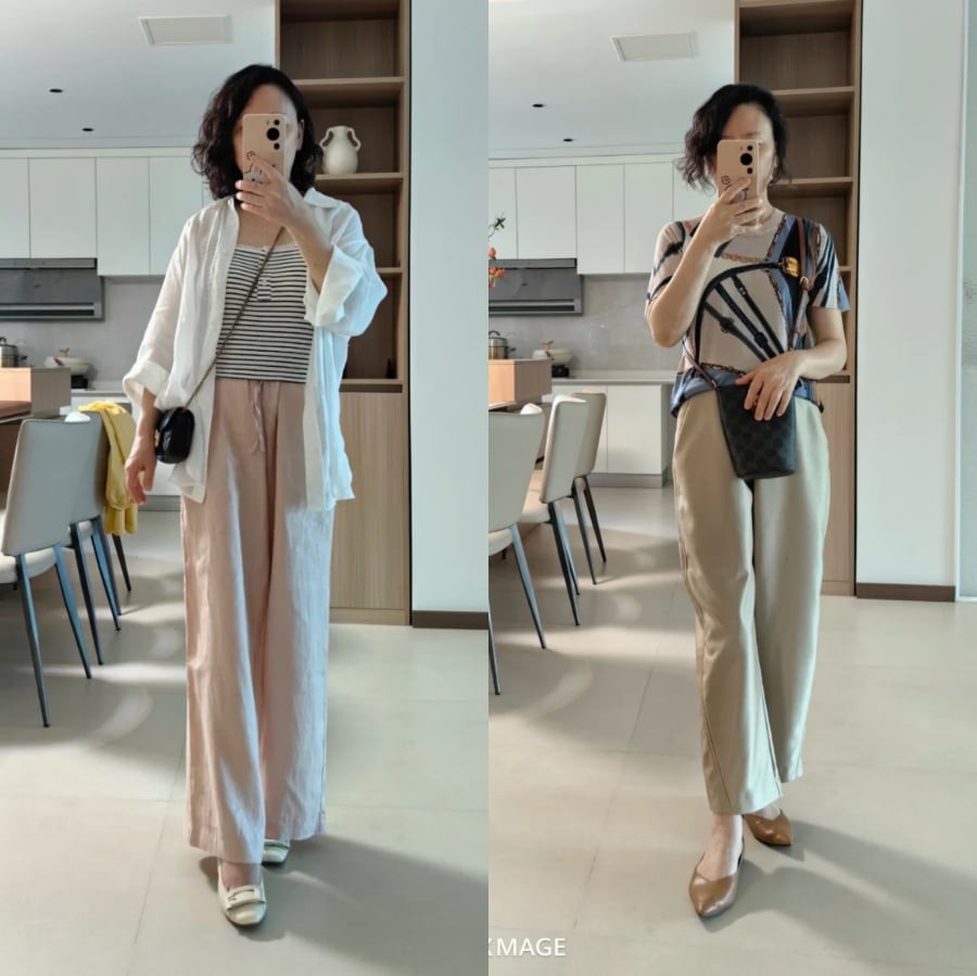 Quần ống rộng với dáng suông thẳng vừa thoải mái, vừa tạo hiệu ứng chân dài.