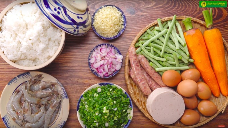 Nguyên liệu làm cơm chiên Dương Châu