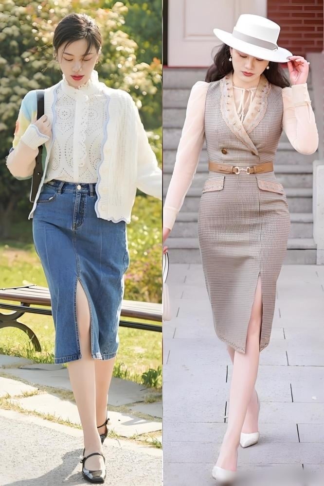 Chỉ cần kết hợp với giày gót thấp hoặc ankle boots, hiệu ứng “kéo dài chân” đã phát huy rõ rệt.