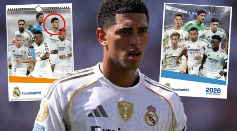 Jude Bellingham bị loại khỏi poster lịch năm 2026 của Real Madrid.