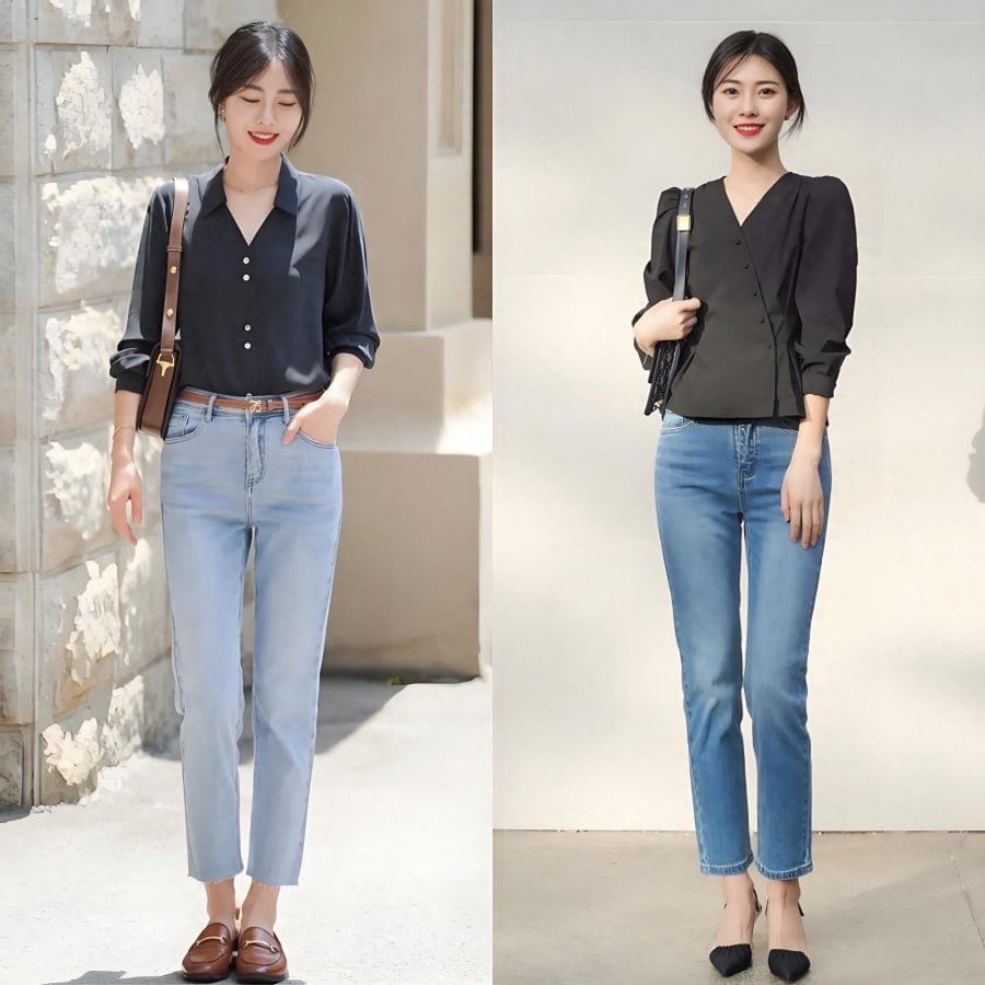 Dáng quần lưng cao cũng là lựa chọn lý tưởng vì giúp tôn chân dài, cân đối cơ thể.