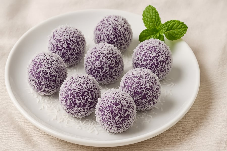 Viên khoai mỡ phủ dừa – món ăn vặt mềm dẻo, thơm ngậy,