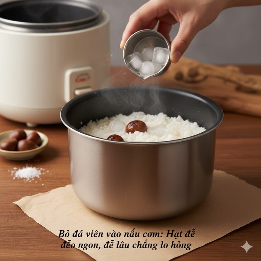 Bỏ đá viên vào nấu cơm: Hạt dẻo ngon, để lâu chẳng lo hỏng
