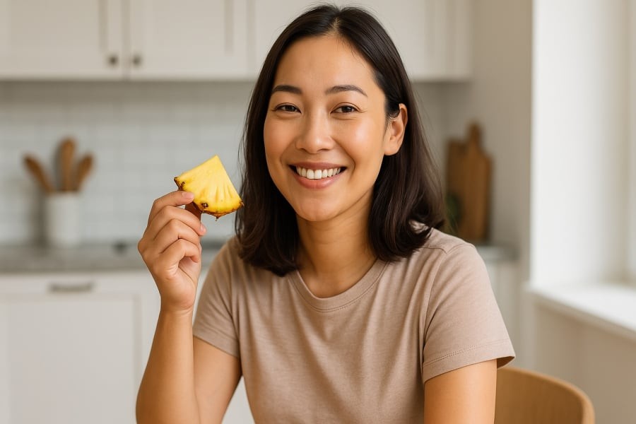 Ăn dứa đều đặn giúp phụ nữ tăng cường sức khỏe xương, hỗ trợ nội tiết và giữ gìn vóc dáng.