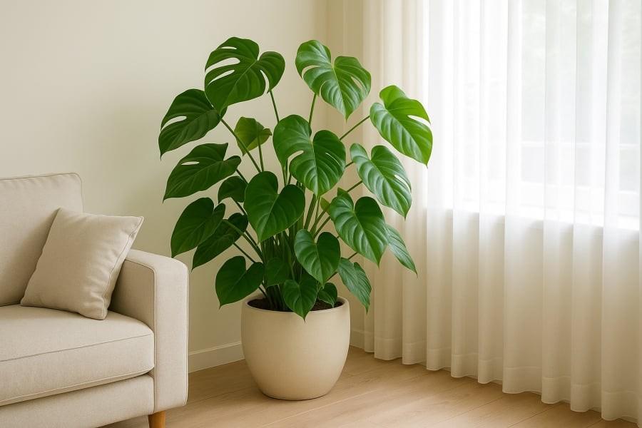 Trầu bà xanh tươi – điểm nhấn phong thủy mang lại tài khí và sinh khí cho không gian sống.