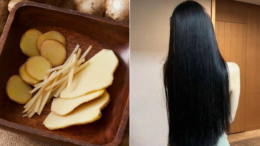 Gội đầu bằng nước gừng có tác dụng chống rụng tóc rất tốt.