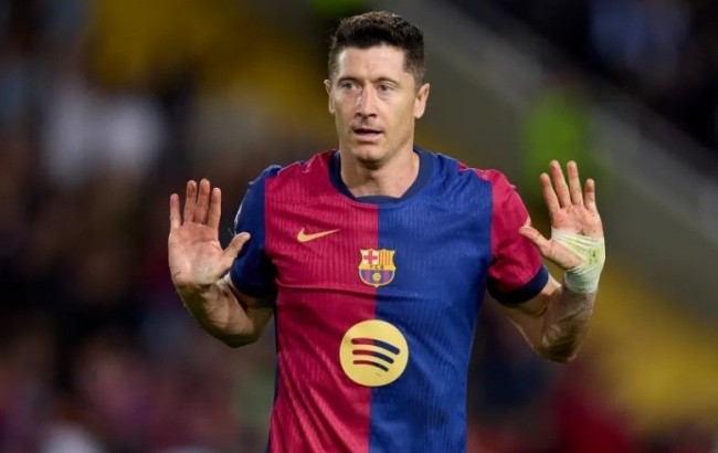 Lewandowski trong màu áo Barcelona.