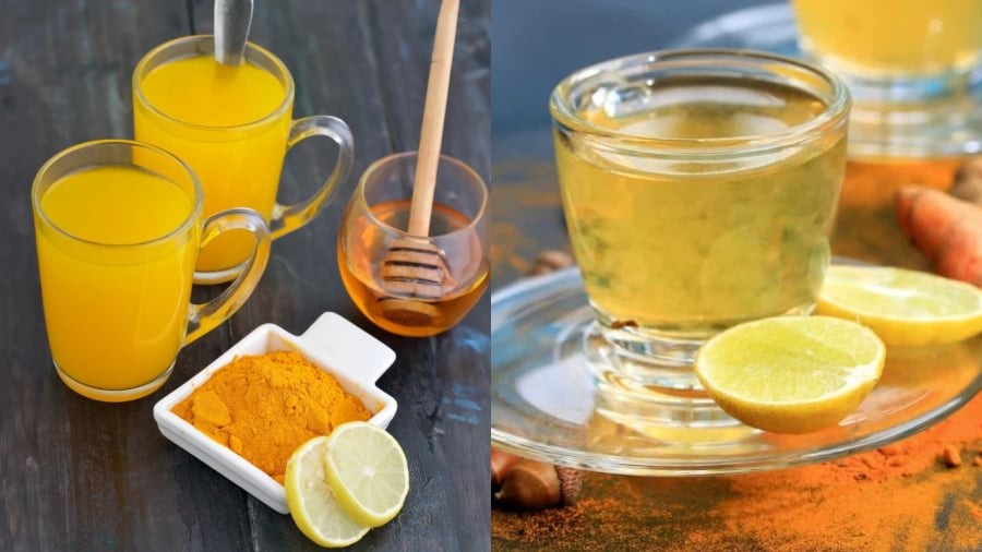 Bạn có thể pha một cốc nước chanh nghệ ấm và uống vào buổi sáng.