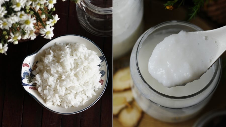 Bạn có thể nuôi mẻ bằng cơm nguội và nước cơm.