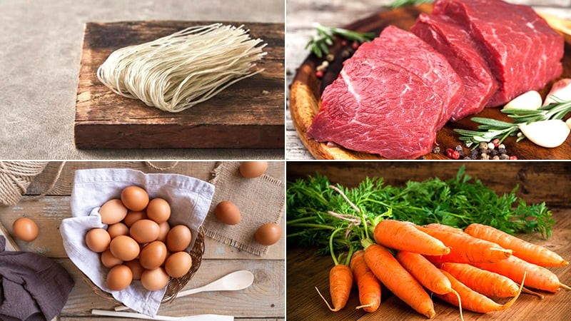 Nguyên liệu làm miến trộn thịt bò kiểu Hàn Quốc