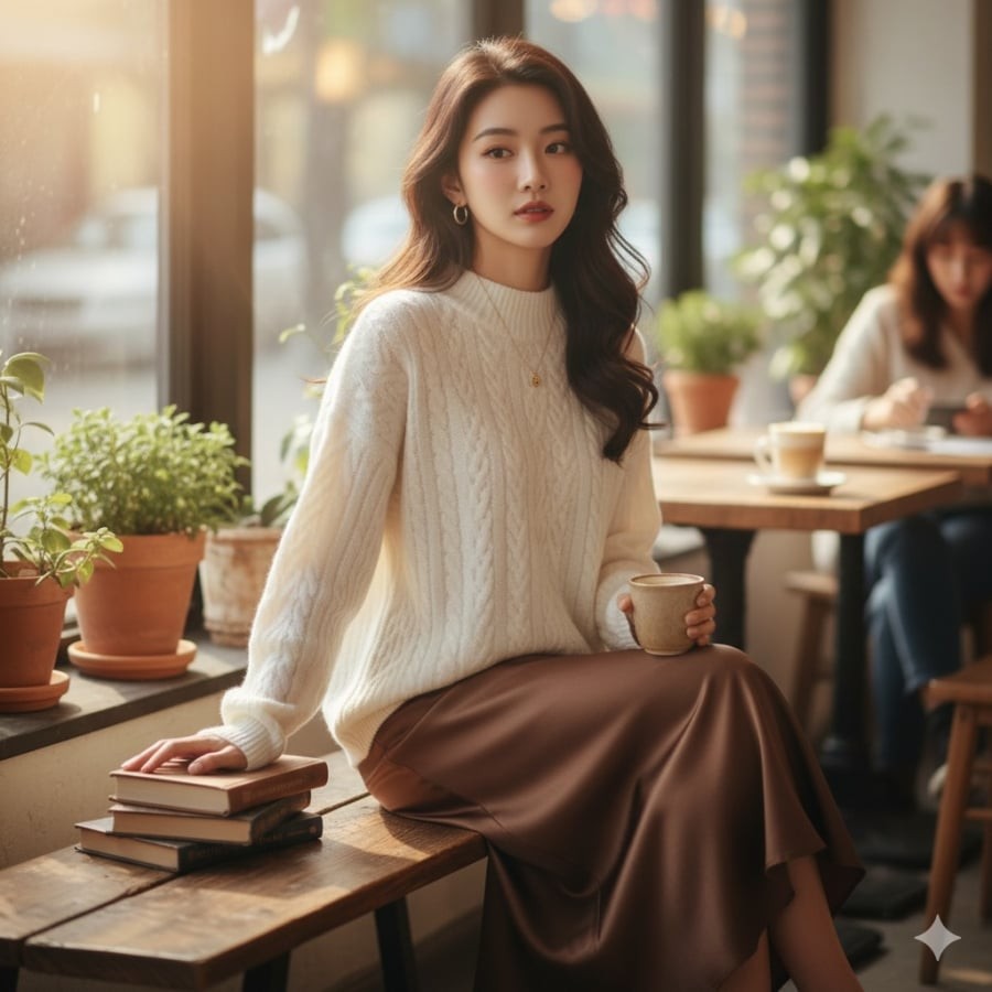 Áo len và chân váy – lựa chọn hoàn hảo cho nàng công sở yêu sự mềm mại, nữ tính.