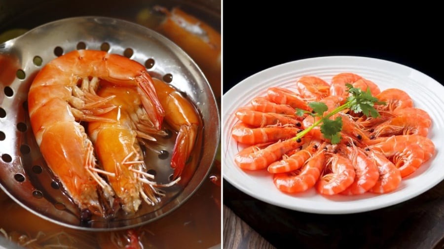 Bạn nên ướp tôm với một ít rượu và luộc bằng nước nóng để tôm được thơm ngon.