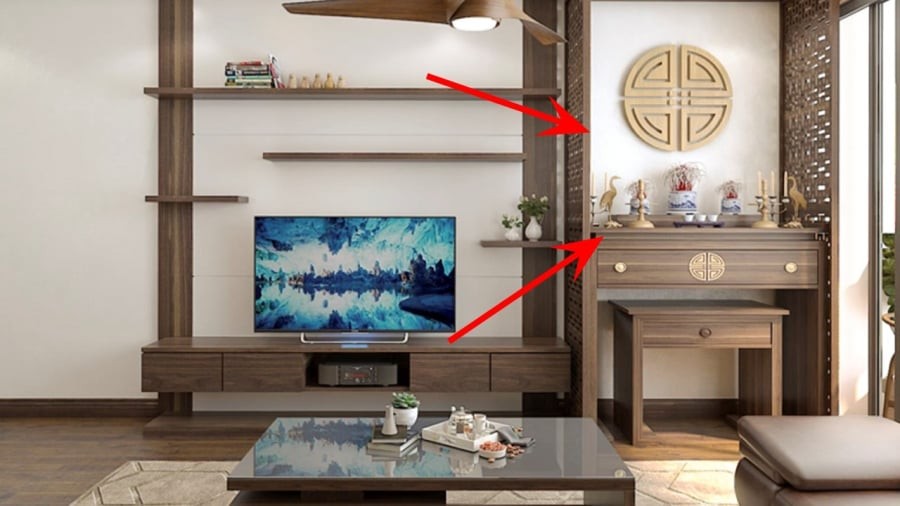 Bàn thờ không nên đặt ở các vị trí như dưới xà nhà, dưới gầm hoặc dưới chân cầu thang, gần nhà vệ sinh, gần bếp.