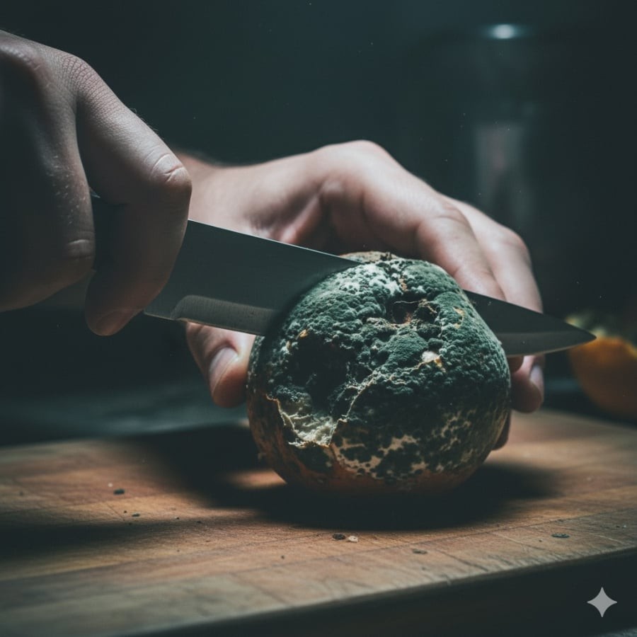 Trái cây mốc chứa độc tố nấm có thể gây tổn thương tế bào gan, làm gan phình to và xơ cứng.